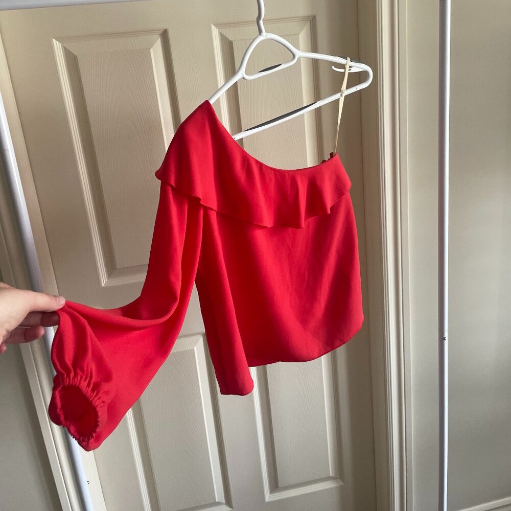 Wilfred Red One Shoulder Blouse Flowy Size XS